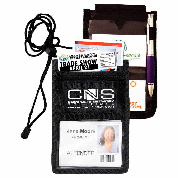 "Overachiever" 8 Function Tradeshow Bagdeholder, Neck Wallet, and Travel Passport and Boarding Pass