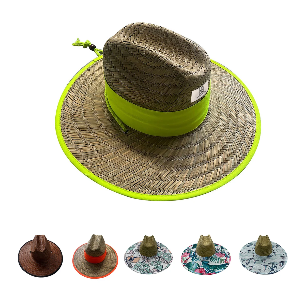 Hand-knitted patch straw hat 1