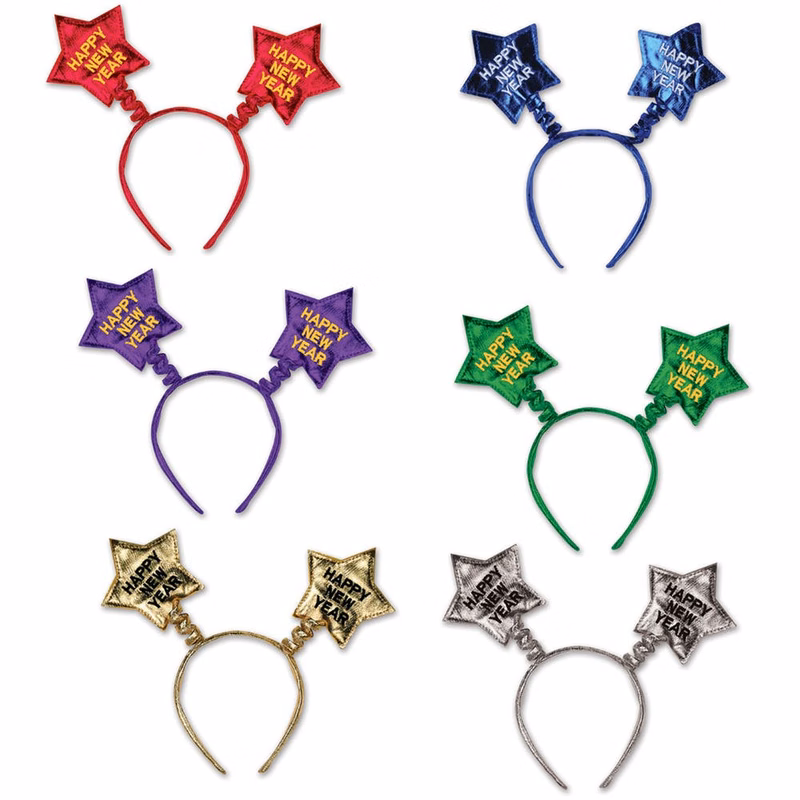 Happy New Year Headbands - Stars Assorted Colors