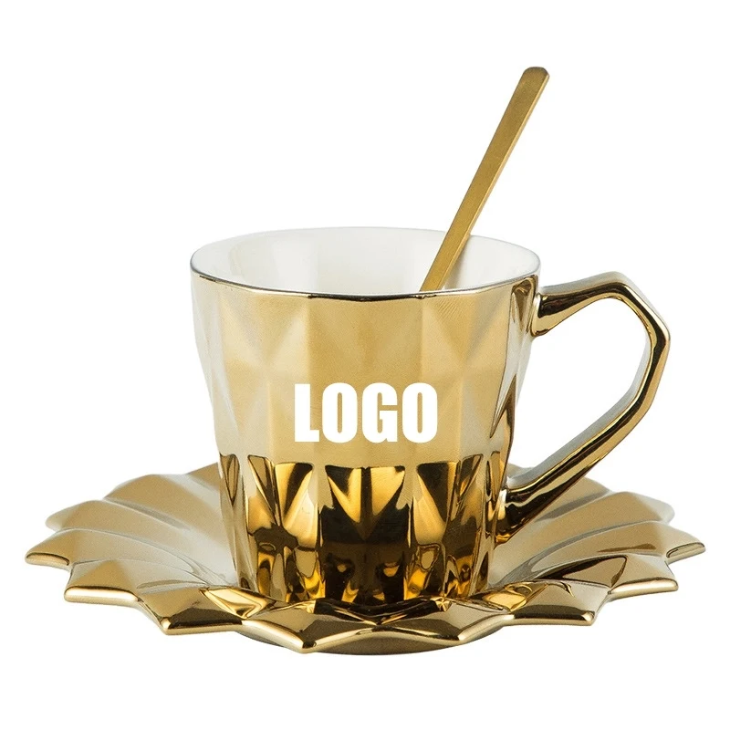 Custom 6 oz Ceramic Coffee Mug Saucer Set 1