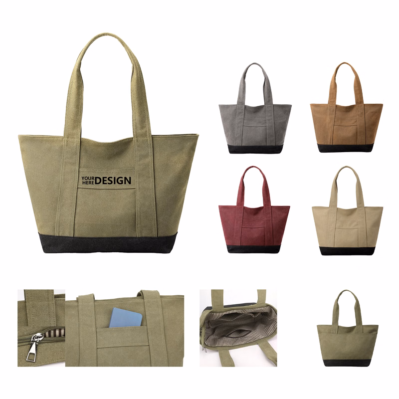 Contrast-Colored 16oz Canvas Handbag