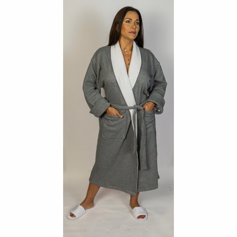 Kimono Collar Jersey Bathrobe - Grey