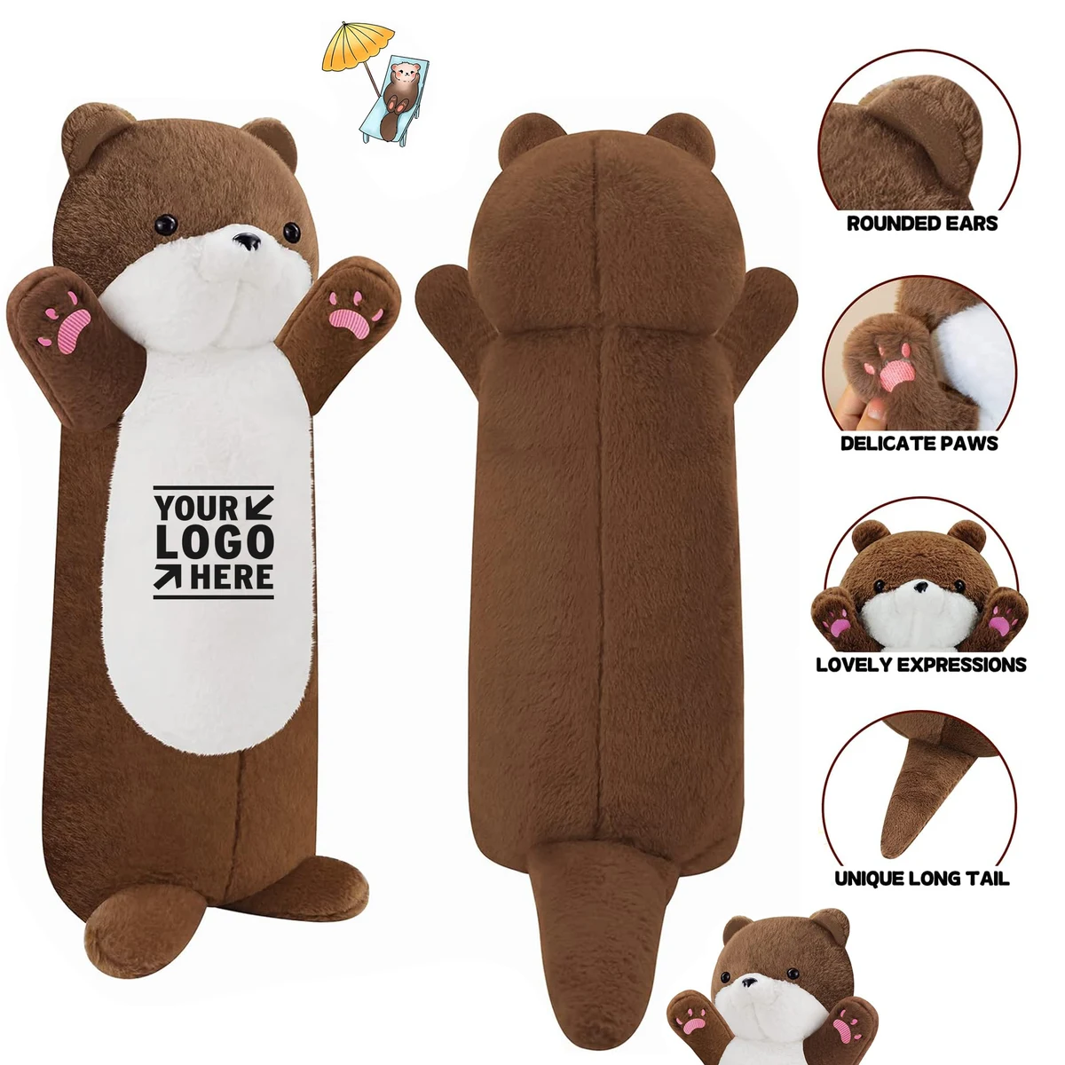 Kids Birthday 25.2" Weighted Stuffed Animal Gisqis Long Otter Plush Pillow 1
