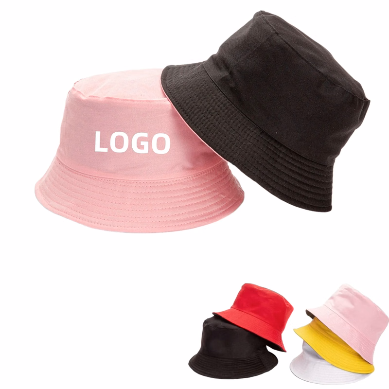 Bucket Hat Double Side Solid Color Sun Cap