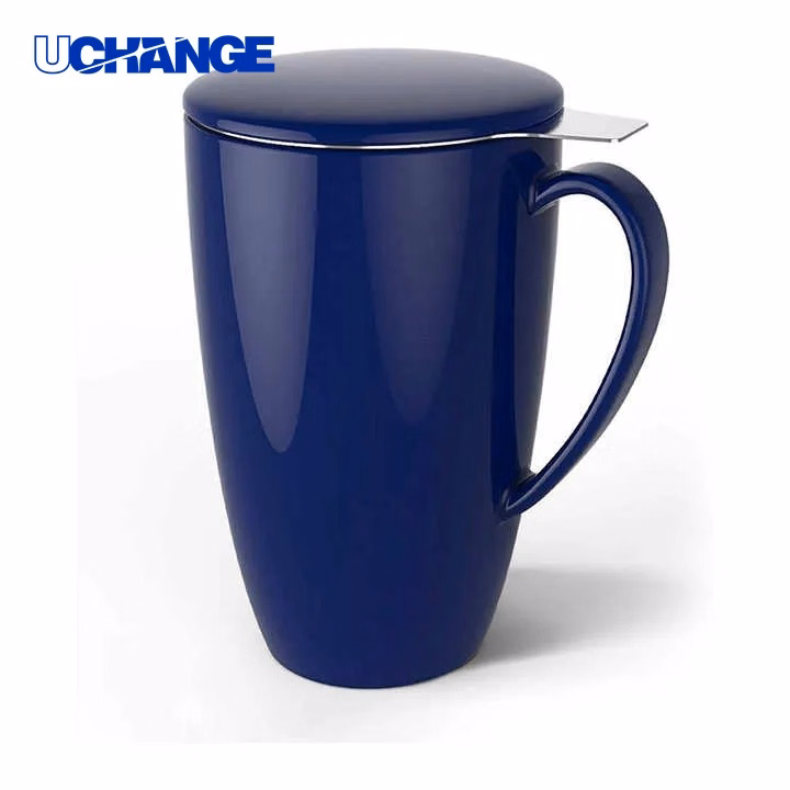 15oz Porcelain Tea Mug Set with Infuser and Lid for Home Tea Time & Office Breaks