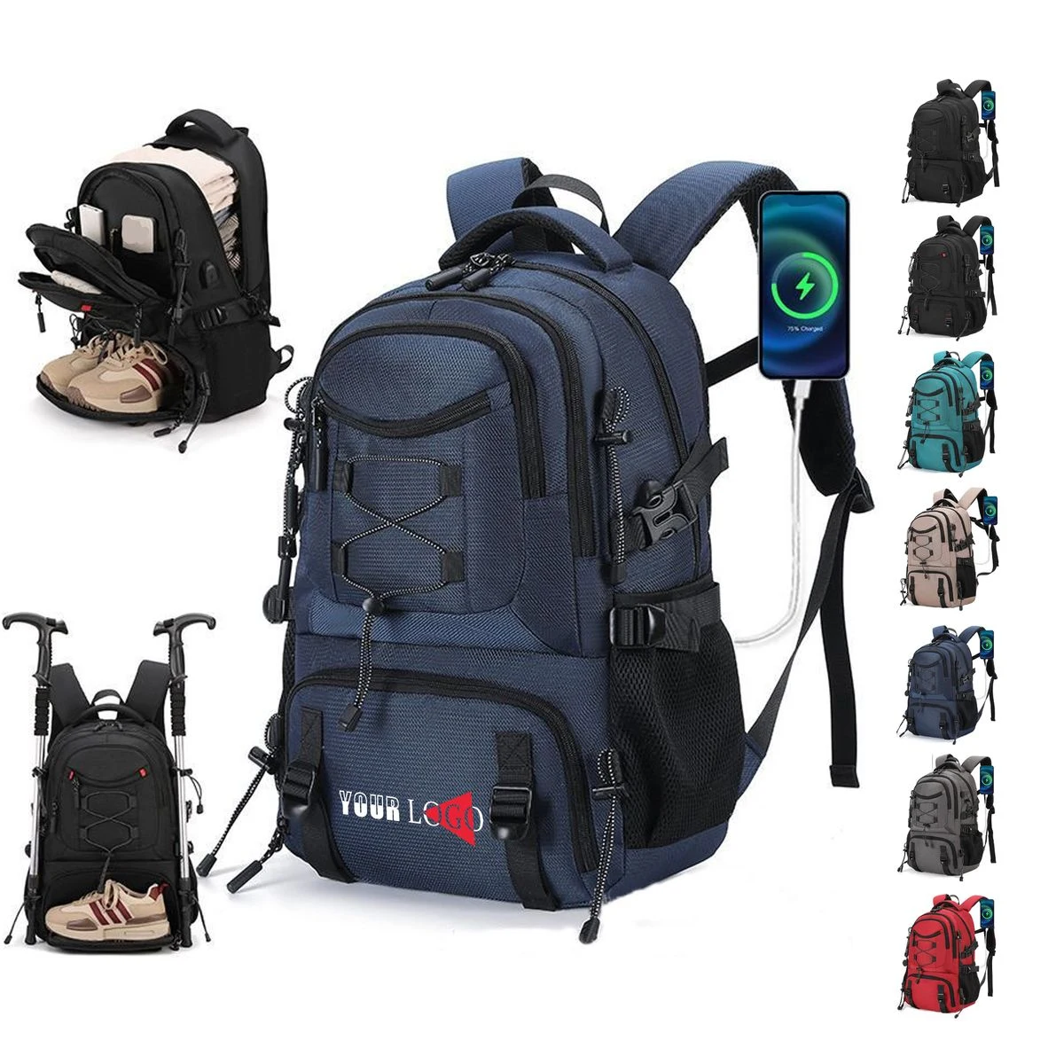 Large Capacity School Business Travel Backpack With USB Port 1