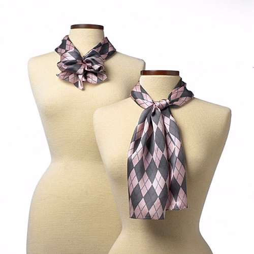 Pink Argyle Silk Scarf (8"x45")