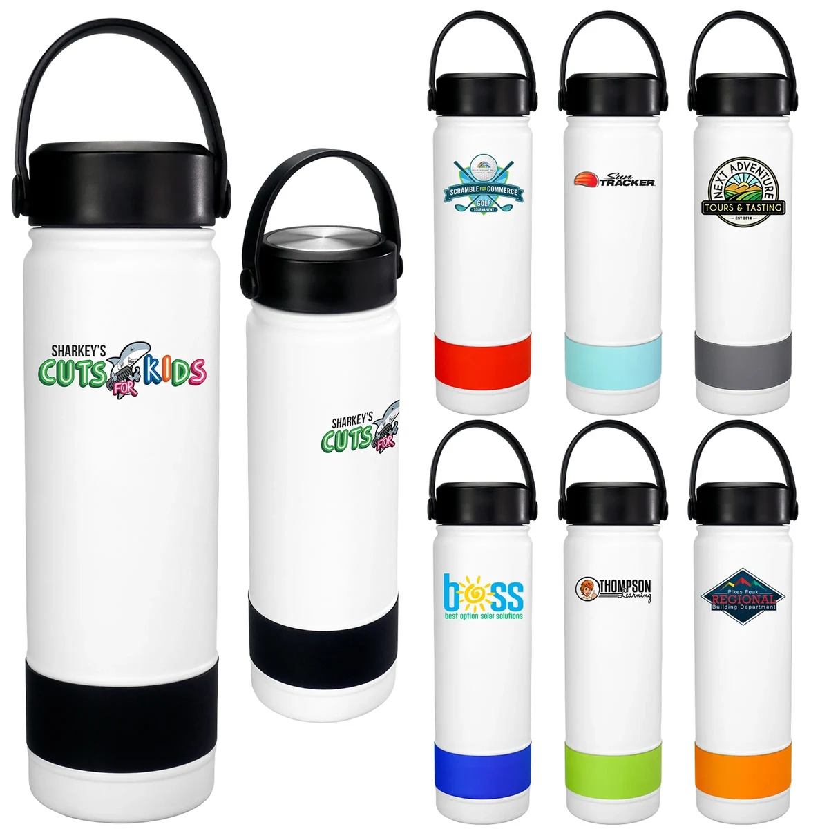 Colorful Metal Top 24 oz. Banded Bottle, custom water bottle with logo imprint 1