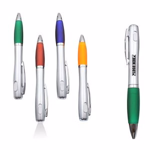 Silver Barrel LED Flashlight Pen