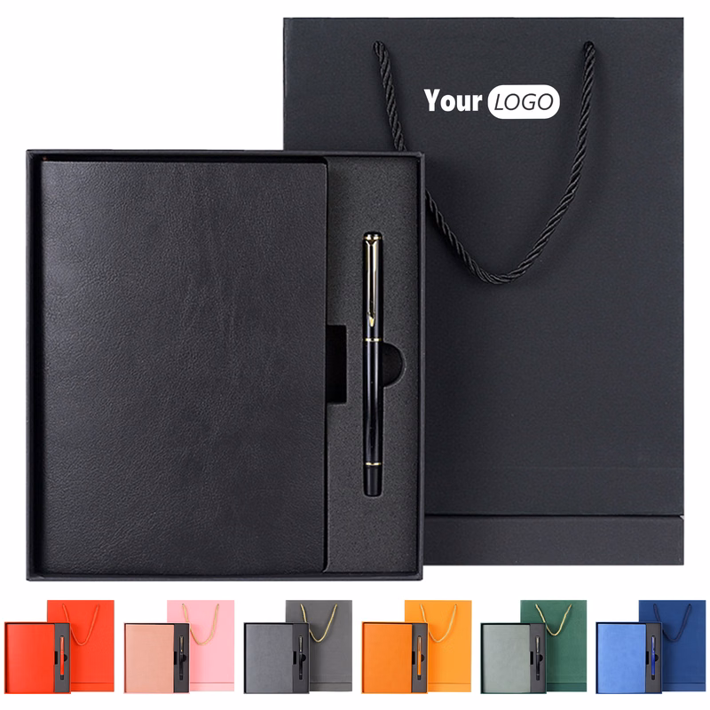 Faux Leather Notebook And Pen Gift Box Set