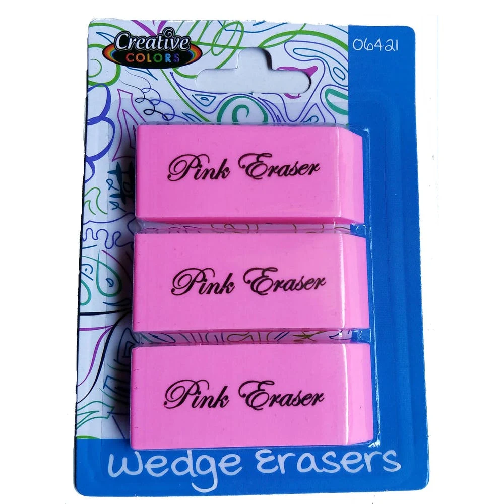 Pink Wedge Erasers - 48 Count 3 Pack 1