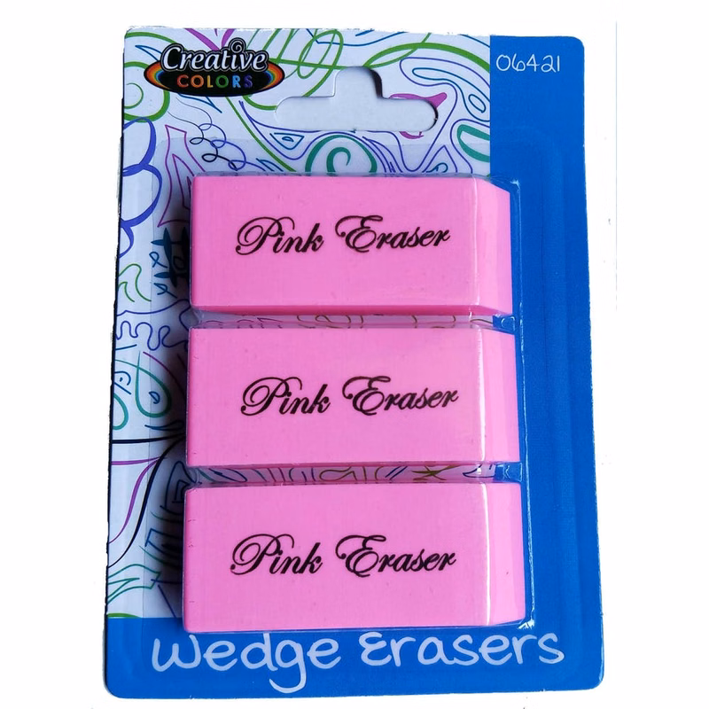Pink Wedge Erasers - 48 Count 3 Pack
