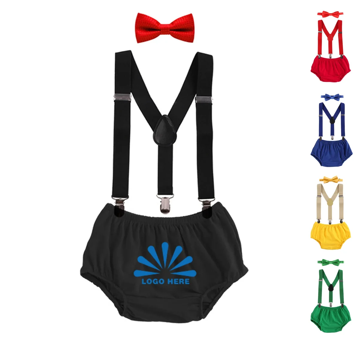 Baby Boy's Birthday Outfit With Suspenders 1
