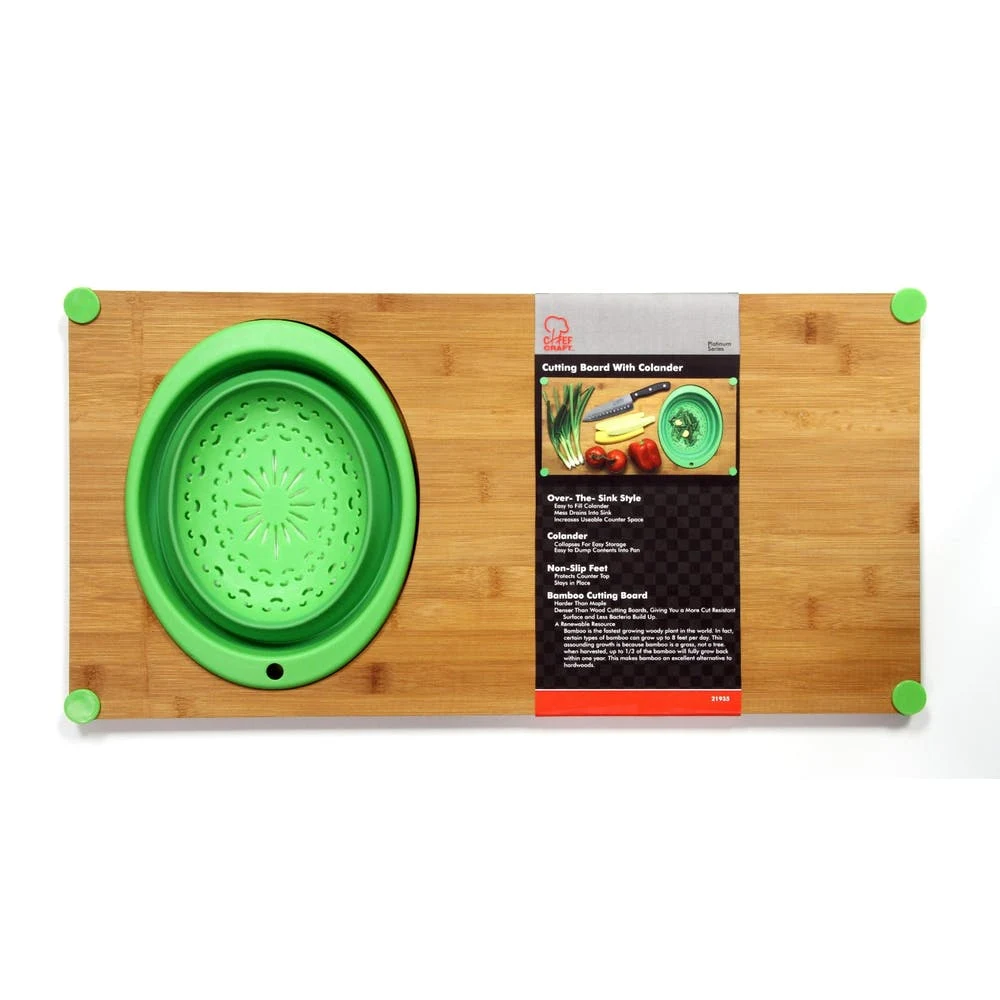 Bamboo Cutting Boards - Collapsible Colander Over the Sink 1
