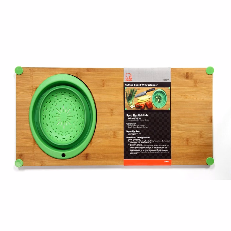 Bamboo Cutting Boards - Collapsible Colander Over the Sink