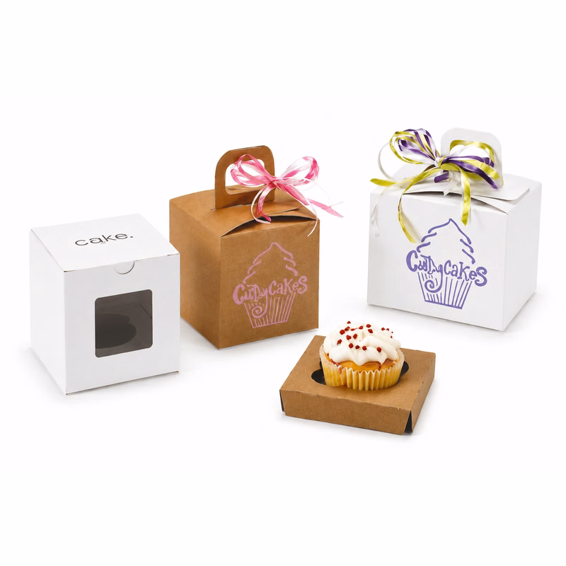 White/Kraft Cupcake Boxes (4"x 4"x 4")