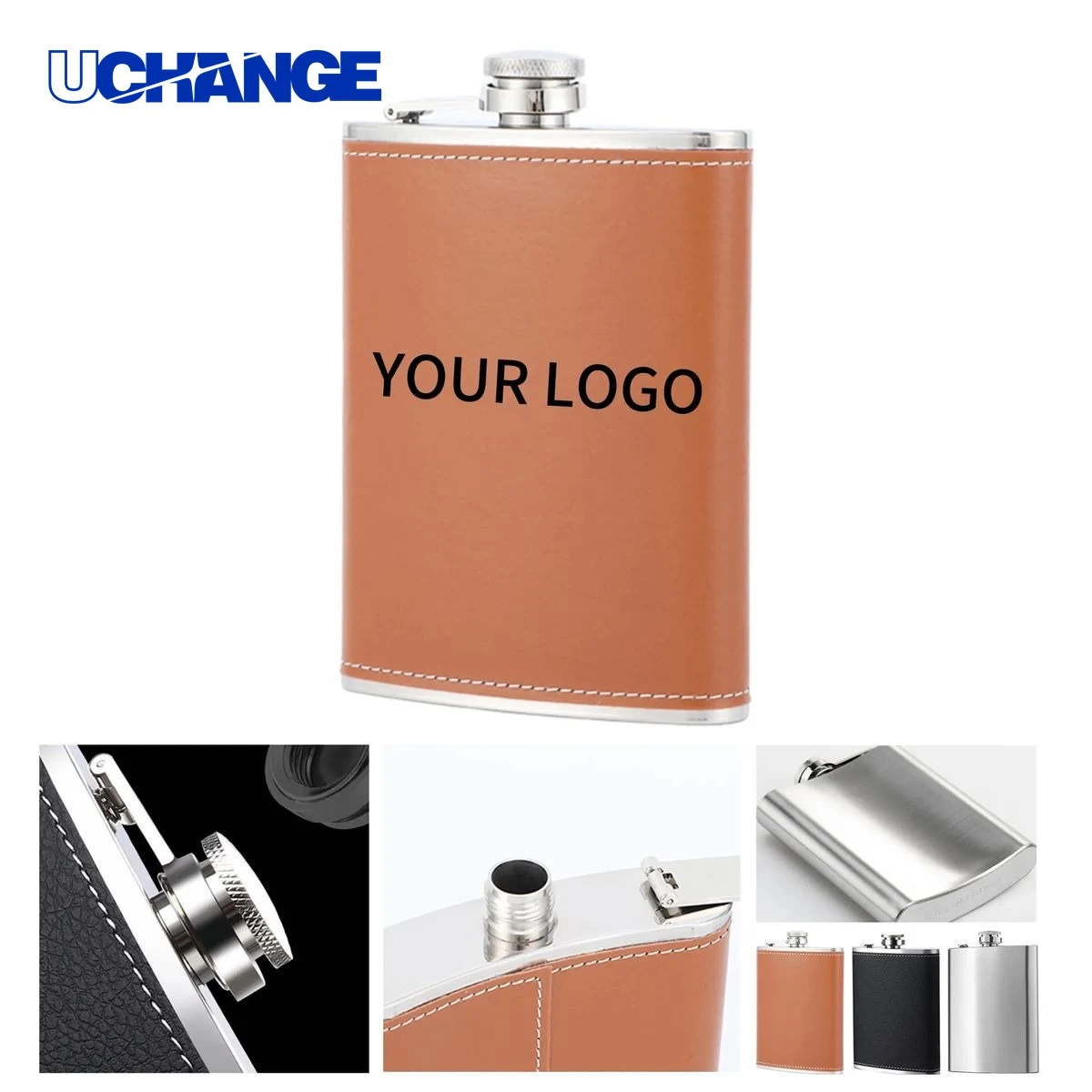 Leather Wrapped Flask Bottle 1