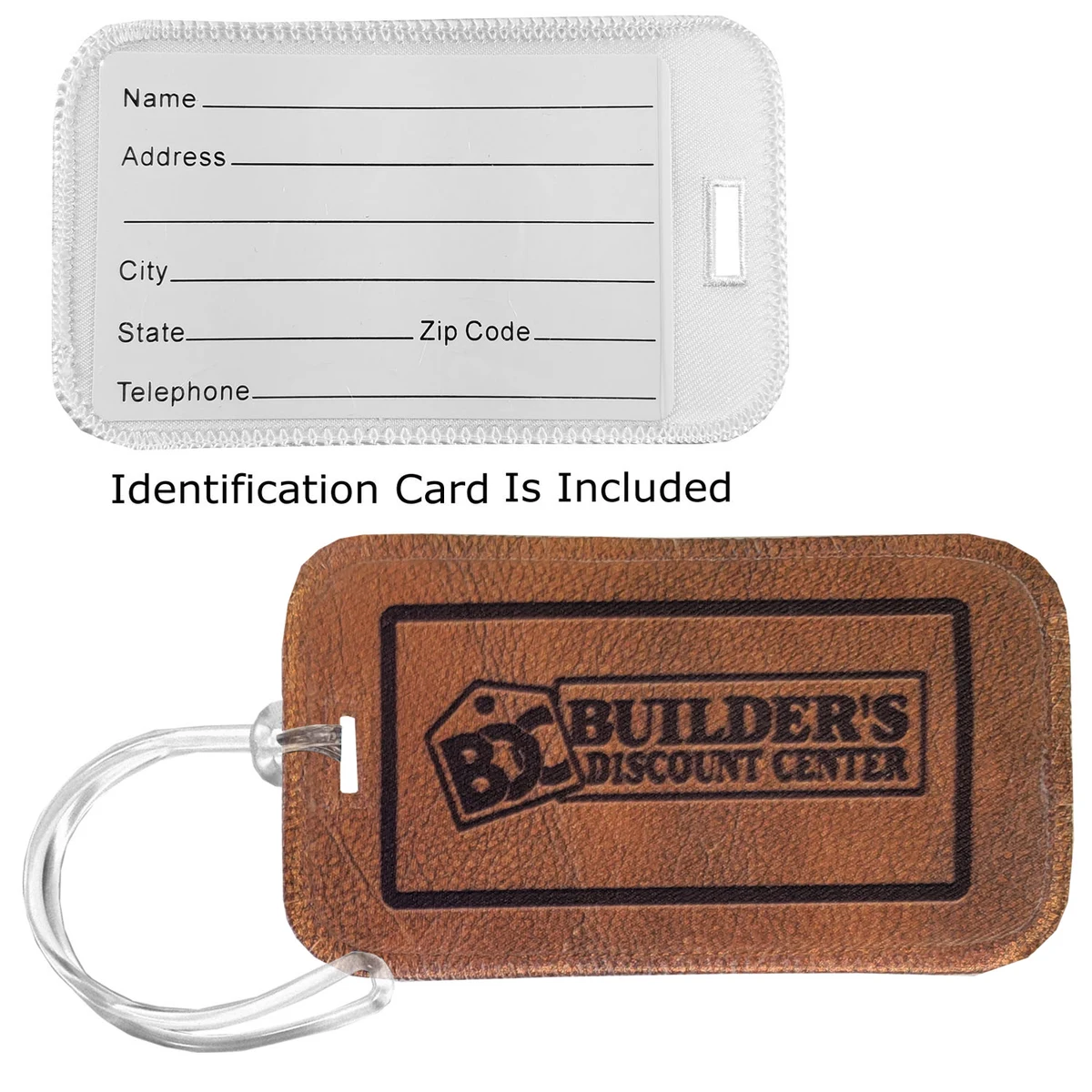 Faux Leather Printed Rectangular Fabric ID Luggage Tag 1