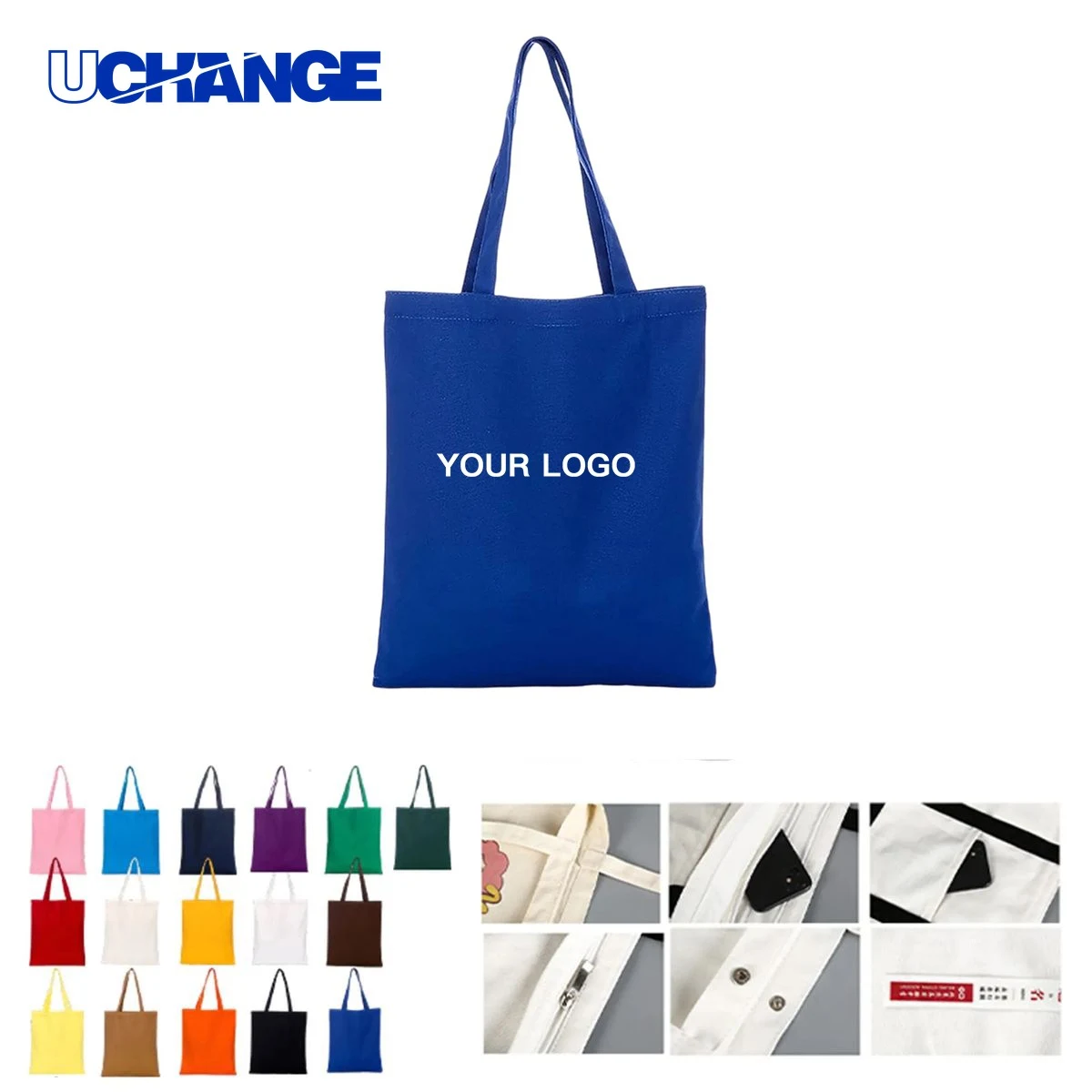 15.7 Inch Canvas Tote Bag Carrier for Work, custom tote bag with logo imprint 1