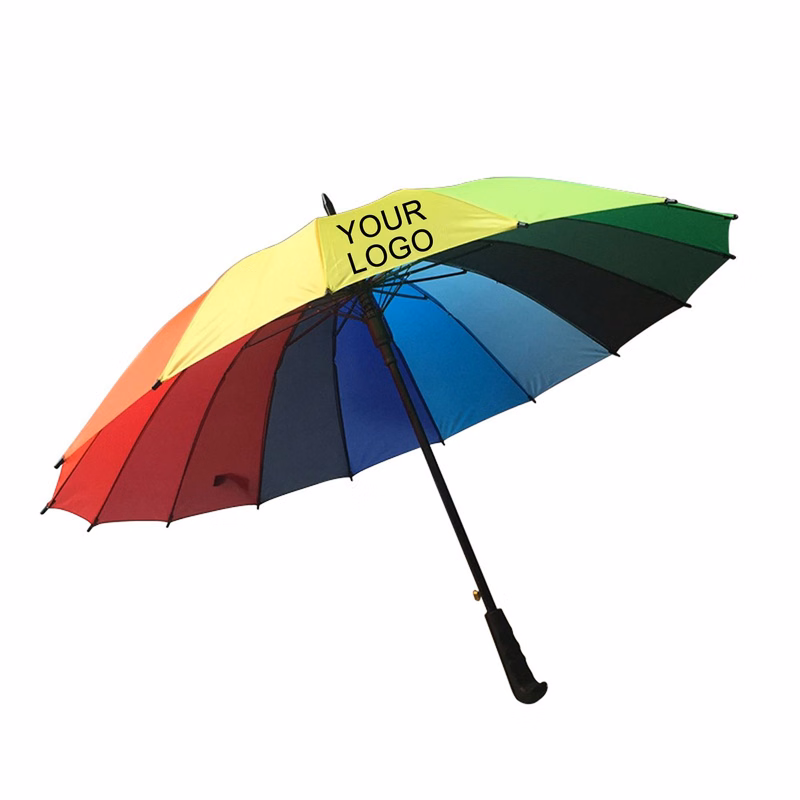 16 Rib Stick Rainbow Umbrella