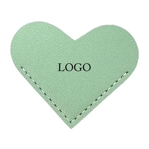 Custom PU Leather Heart-Shaped Bookmarks with Hand Stitching — Elegant Page Markers 1
