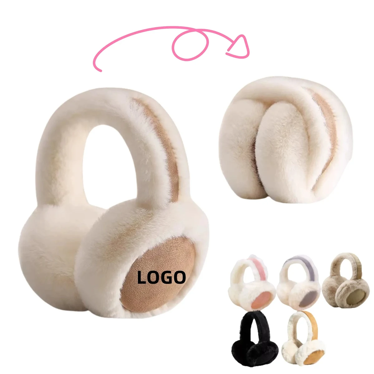 Womens Winter Plush Earmuffs Ear Warmers Foldable 1
