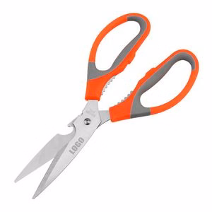Orange Handled Kitchen Scissors With Integrated Walnut Cracker