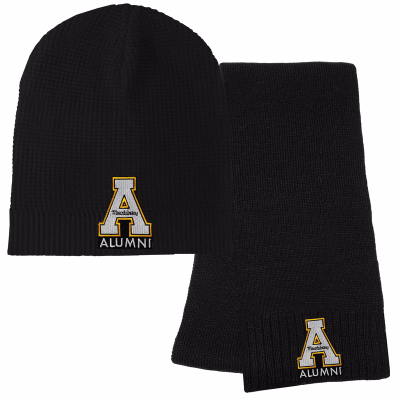 Lightweight Waffle Knit Beanie Cap and Fashion Knit Scarf Combo