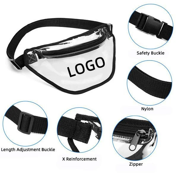 Clear Transparent PVC Fanny Bag W/ Big Zipper Pocket 1