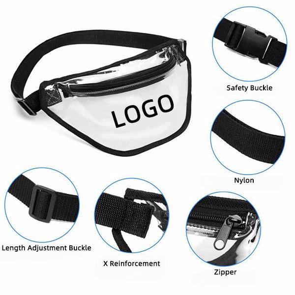 Clear Transparent PVC Fanny Bag W/ Big Zipper Pocket