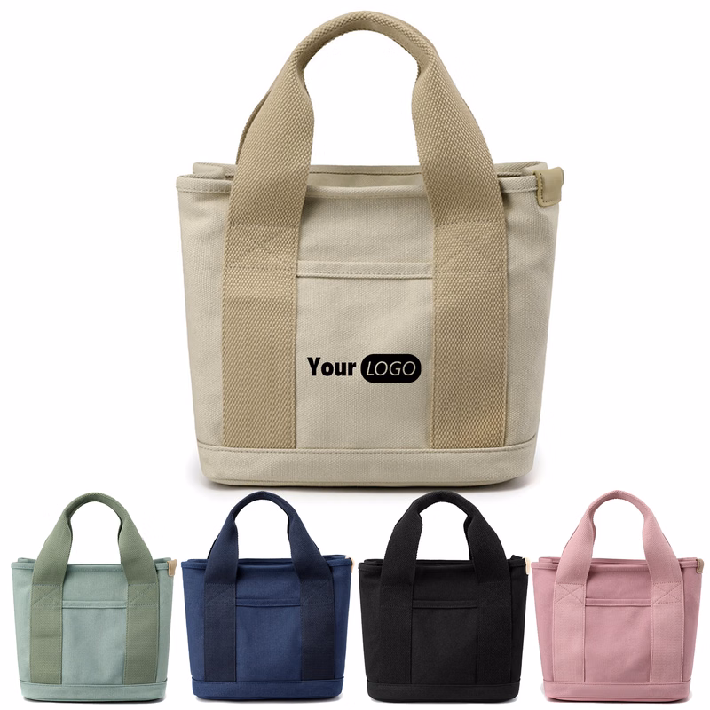 Canvas Small Tote Bag with Zipper