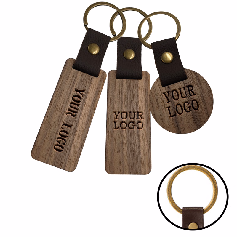 MOQ 20 PCS Handcrafted Wood Keyrings