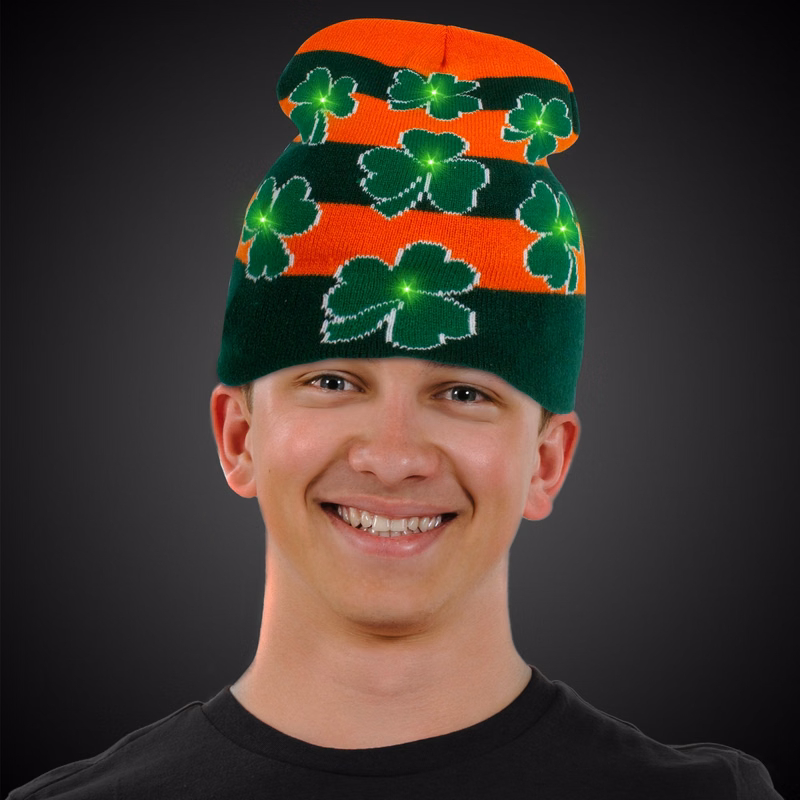 Light Up Clover Knit Hat