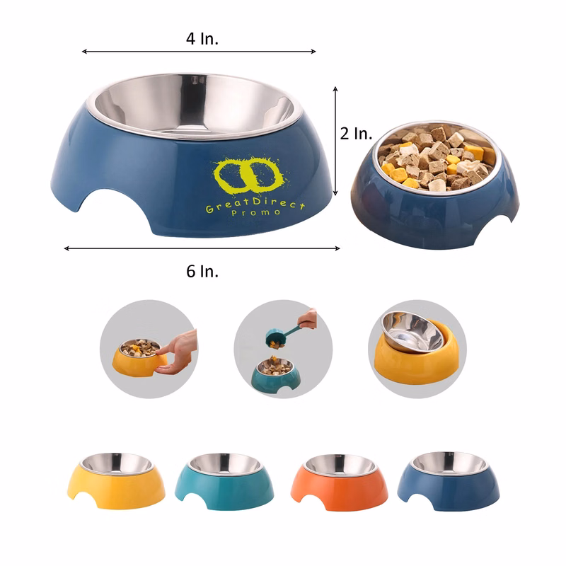 Smooth Stainless Steel Dog Bowl 6"L x 4"W x 2"H