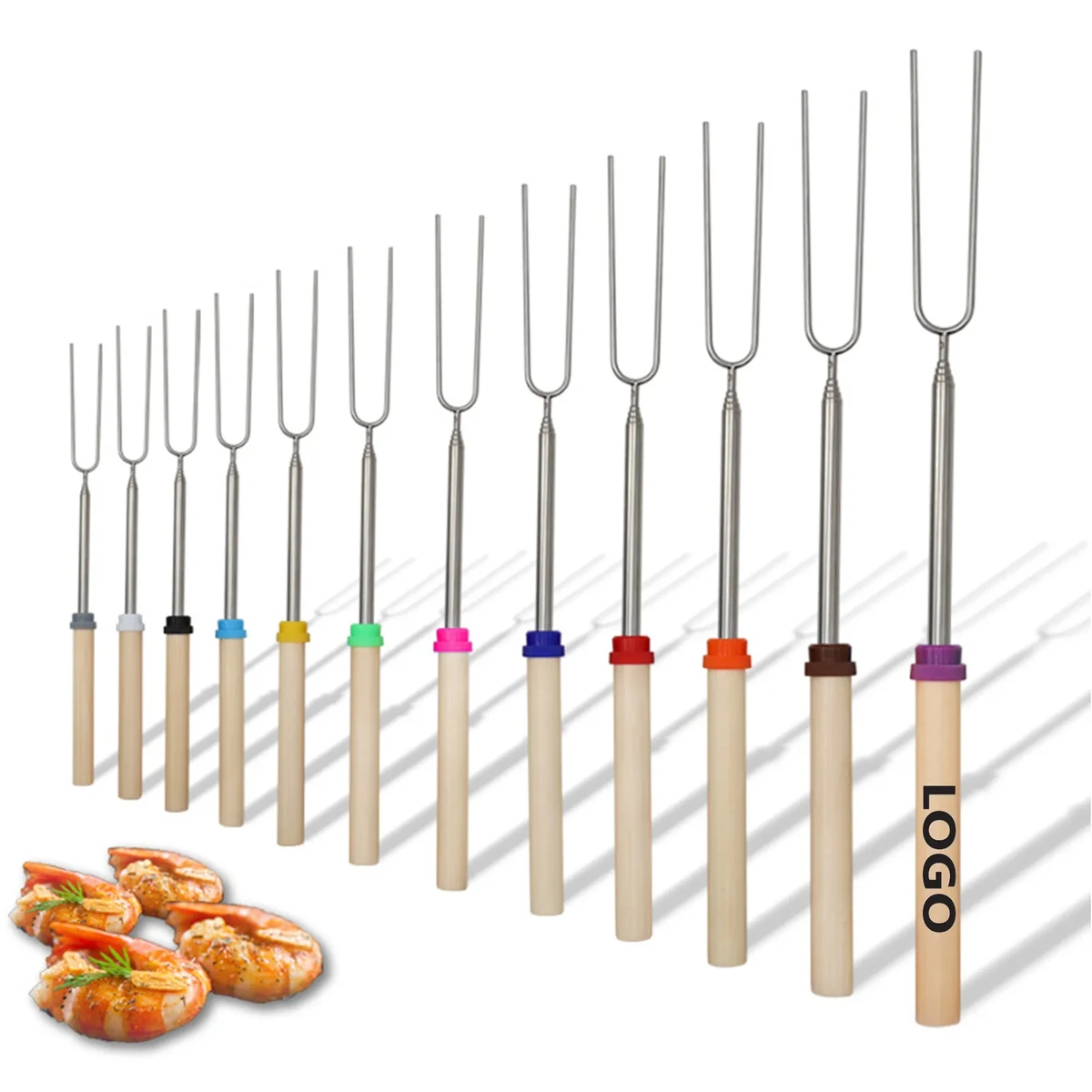 Outdoor BBQ Stainless Steel Retractable Barbecue Fork 1