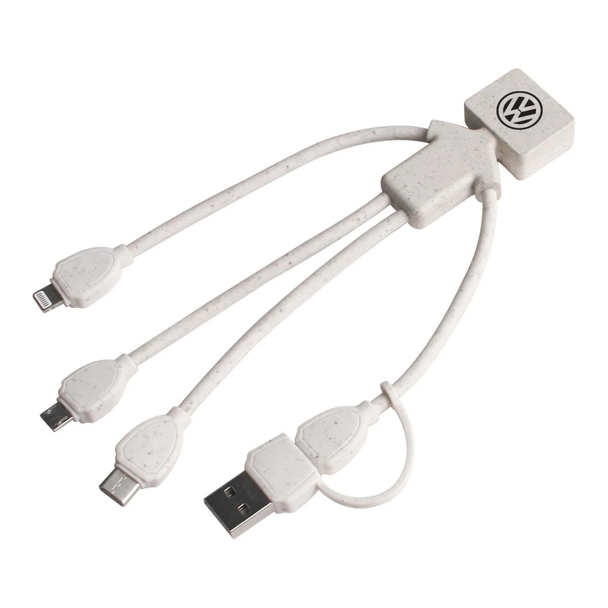 Eco Friendly Biodegradable Wheat Straw Charging Cable with Type C, Lightning and Micro USB Connector 1