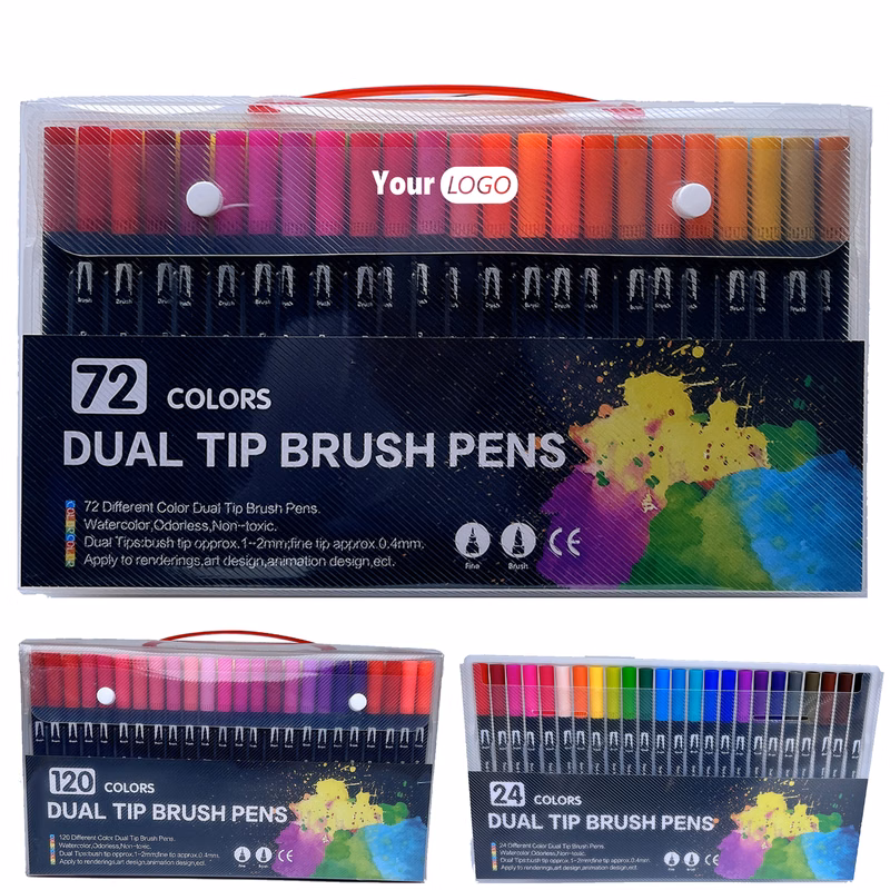Plastic Double ended marker soft head watercolor pen set