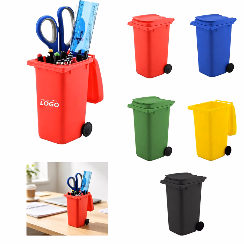 Mini Plastic Desktop Trash Bin Pen Holder MOQ 50