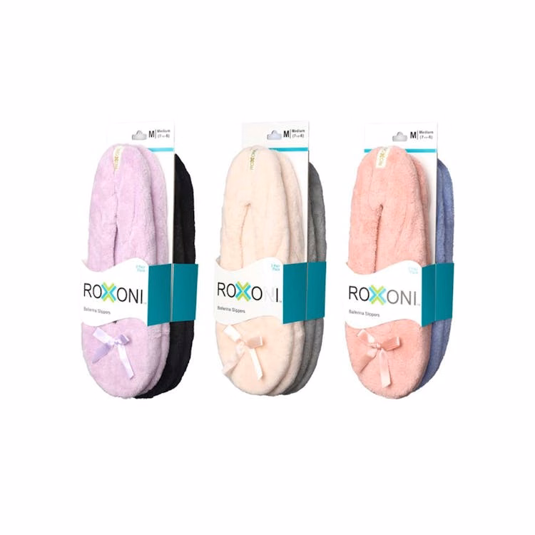 Women's Terry Classic Cotton Ballerina Slippers Assorted S-XL 2 Pack