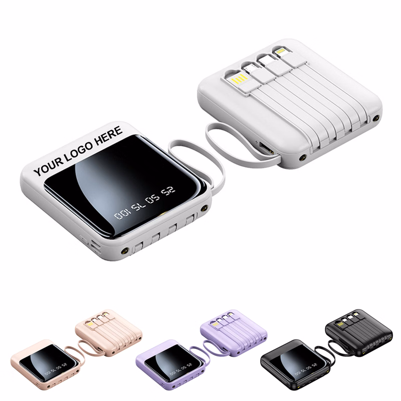20000mAh Power Bank Portable Charger Built-in Cables