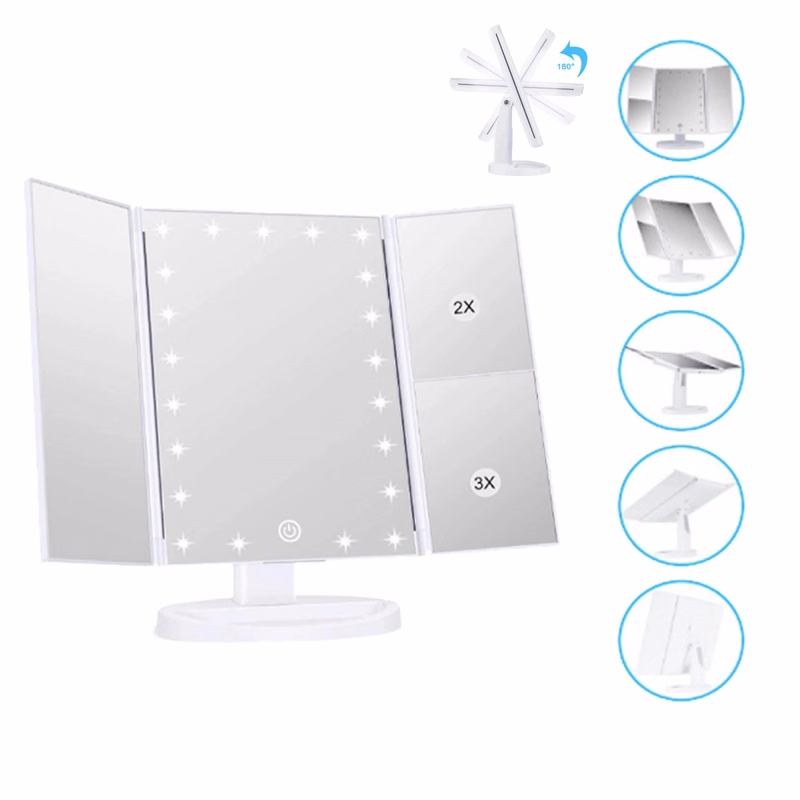 Tri-fold Lighted Vanity Makeup Mirror