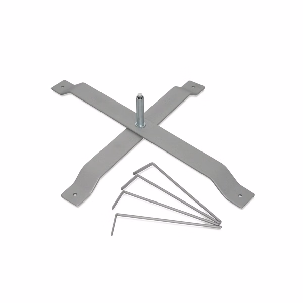 Silver Powder Coated x-Base with Stakes
