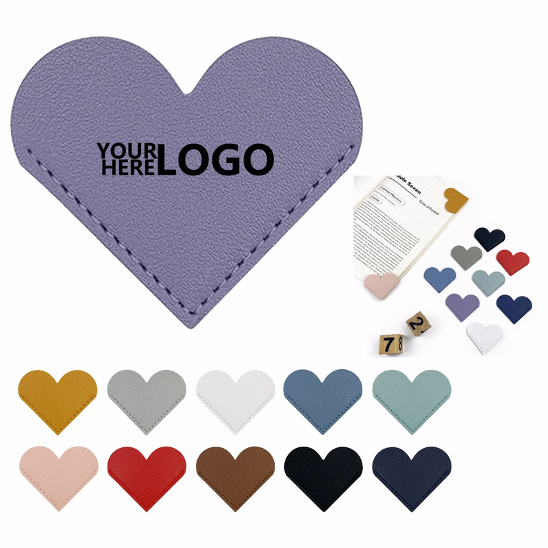 PU Leather Heart-Shaped Bookmark