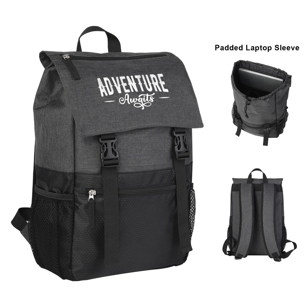 Heathered Flip Top Rucksack Backpack 1