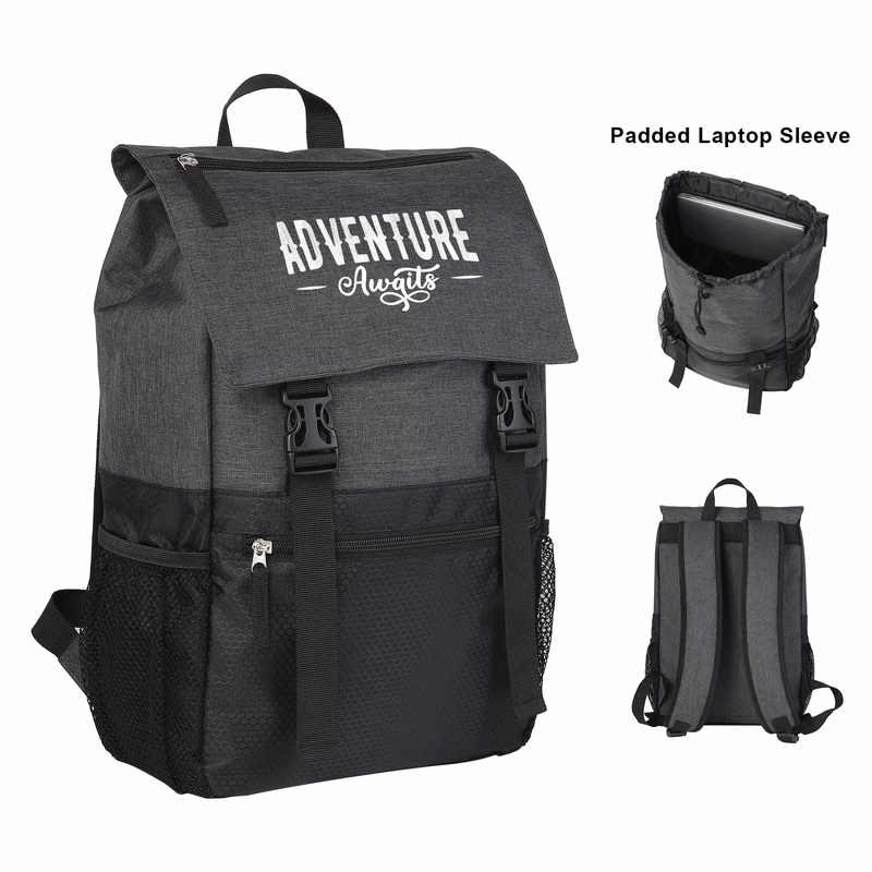 Heathered Flip Top Rucksack Backpack