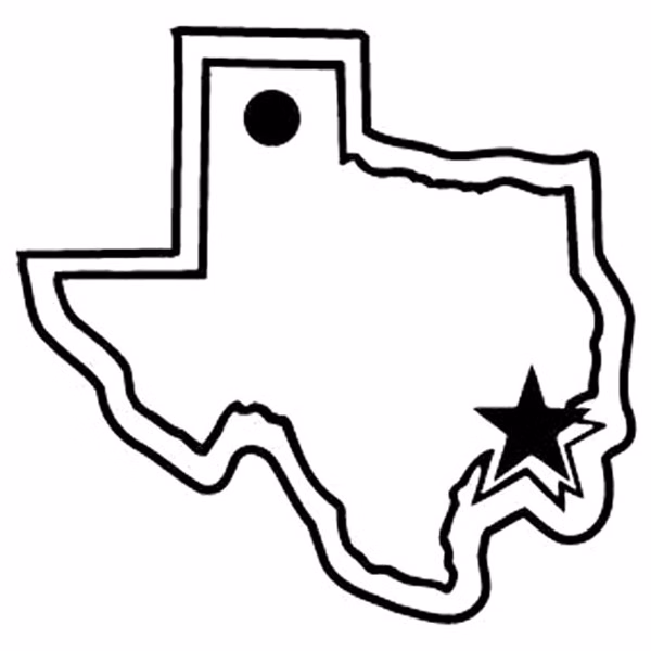 Texas State Outline w/Star Key Tag - Spot Color