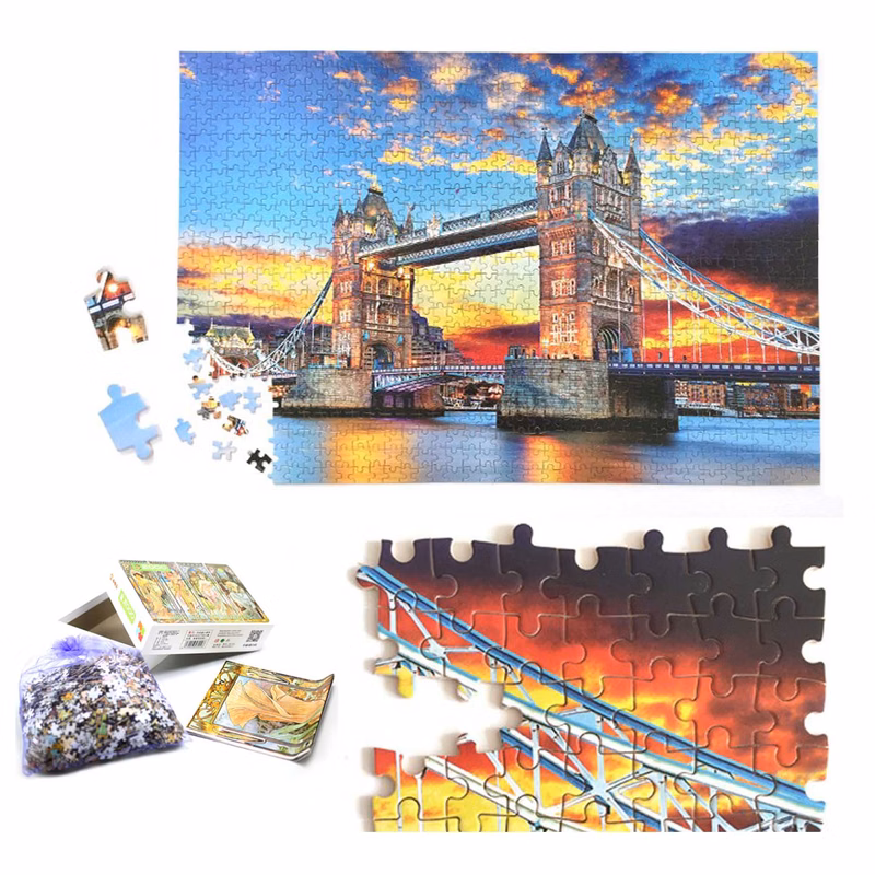 Full Color Printed Pressed Paper Cardboard 500pcs Jigsaw Puzzle and Box Custom