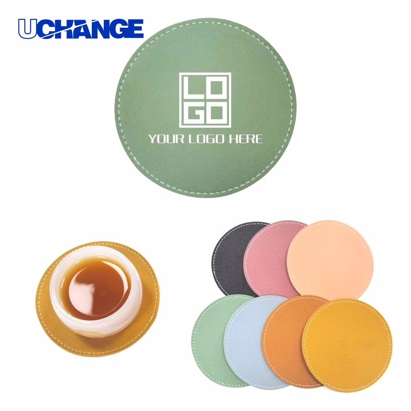 Leather Drink Coaster Round Cup Mat