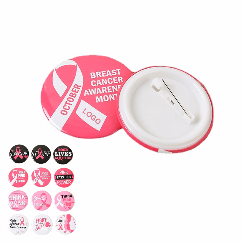 Pink Ribbon Button Pin (direct import)