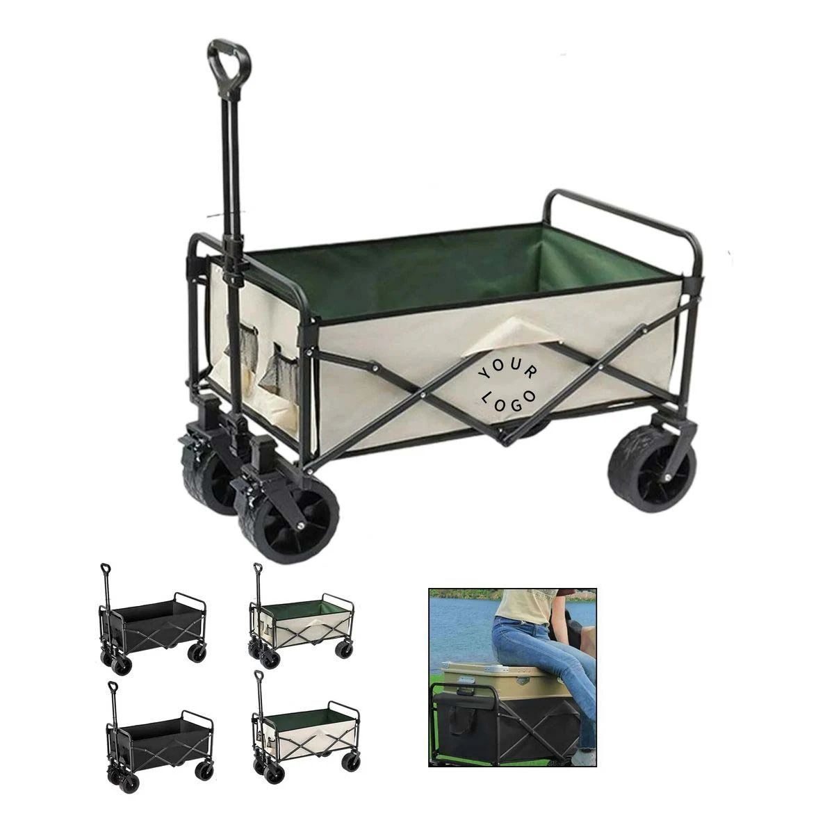 Oxford Fabric Picnic Cart with Adjustable Handle 1